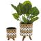 Brown Jute Rope Geometric Woven Chevron Planter Set